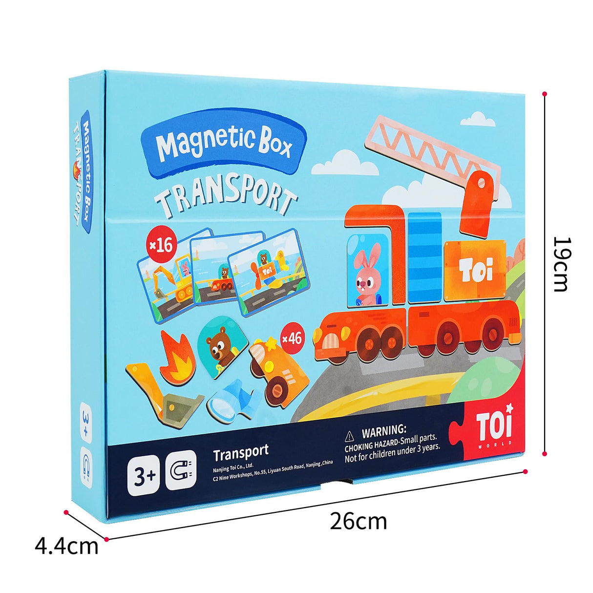 Toi Kids Magnet Toys Magnetic Jigsaw Puzzle Boxes with Game Board for Kids Ages 3-8, Preschool Tabletop Toy for Toddlers, Portable Travel Game, Vehicle Toi