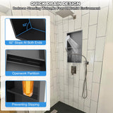 304 Stainless Steel Shower Niche Insert-24 x 12" No Tile Needed Bathroom Niche for Shower Wall-Double Shelves Built in Shower Shelf-Waterproof Recessed Cabinet for Bathroom Living Room Study Kitchen Vlaeng