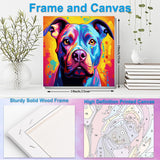 Artunion Framed Paint by Numbers Kit for Adults Beginners & Kids Ages 8-12,Colorful Pitbull Dog Paint by Number with Frame,Dog Animal Paint by Numbers Kit on Canvas 10 * 10 Inch Without Easel Artunion