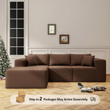 108" Cloud Sectional Couch with L-Shape Chaise,4 Seat Modern Modular Sofa with Deep Seat, Upholstered Couches for Living Room Bedroom, Sectional Boneless Couch (Coffee, 108"+Left Facing Chaise) SYFERLORY