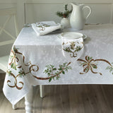 Benson Mills Merry Ribbons Engineered Printed Jacquard Fabric Christmas Table Cloth, for Christmas, Winter, and Holiday Tablecloth (60" x 120" Rectangular, Merry Ribbons) Benson Mills