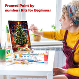 MOGTAA Christmas Paint by Numbers Kit for Adults Beginners with Frame, Christmas Tree Adult Paint by Number Kits on Canvas with Easel, Easy DIY Oil Painting Kits for Home Decor, 8x12in MOGTAA