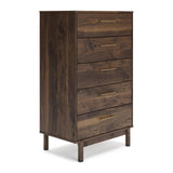 Signature Design by Ashley Calverson Contemporary 5 Drawer Chest of Smooth-Gliding Drawers and Safety Stop, Dark Brown Signature Design by Ashley