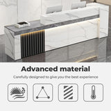 Huariifowm Modern Reception Desk Counter Table, Front Desk with Lockable Drawer & Open Shelves, Reception Table with Private Panels for Office (Gray Grain + White/Right,59" L*24" W*39" H) Huariifowm