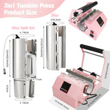 BetterSub 3in1 40 OZ Tumbler Mug Heat Press Machine 30 OZ 20 OZ 16 OZ Sublimation Straight Skinny Tumbler Mug,11 OZ 15 OZ 16 OZ Sublimation Mug Heat Transfer Pink BetterSub