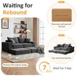 Modular Sectional Loveseat Cloud Sofa, Boneless Couch with Non Slip Base, Modern Sleeper Sofa for Customizable Living Spaces, Cozy Modular Couch with L-Shape Chaise, Deep Seat & No Assembly, Grey CozyMine