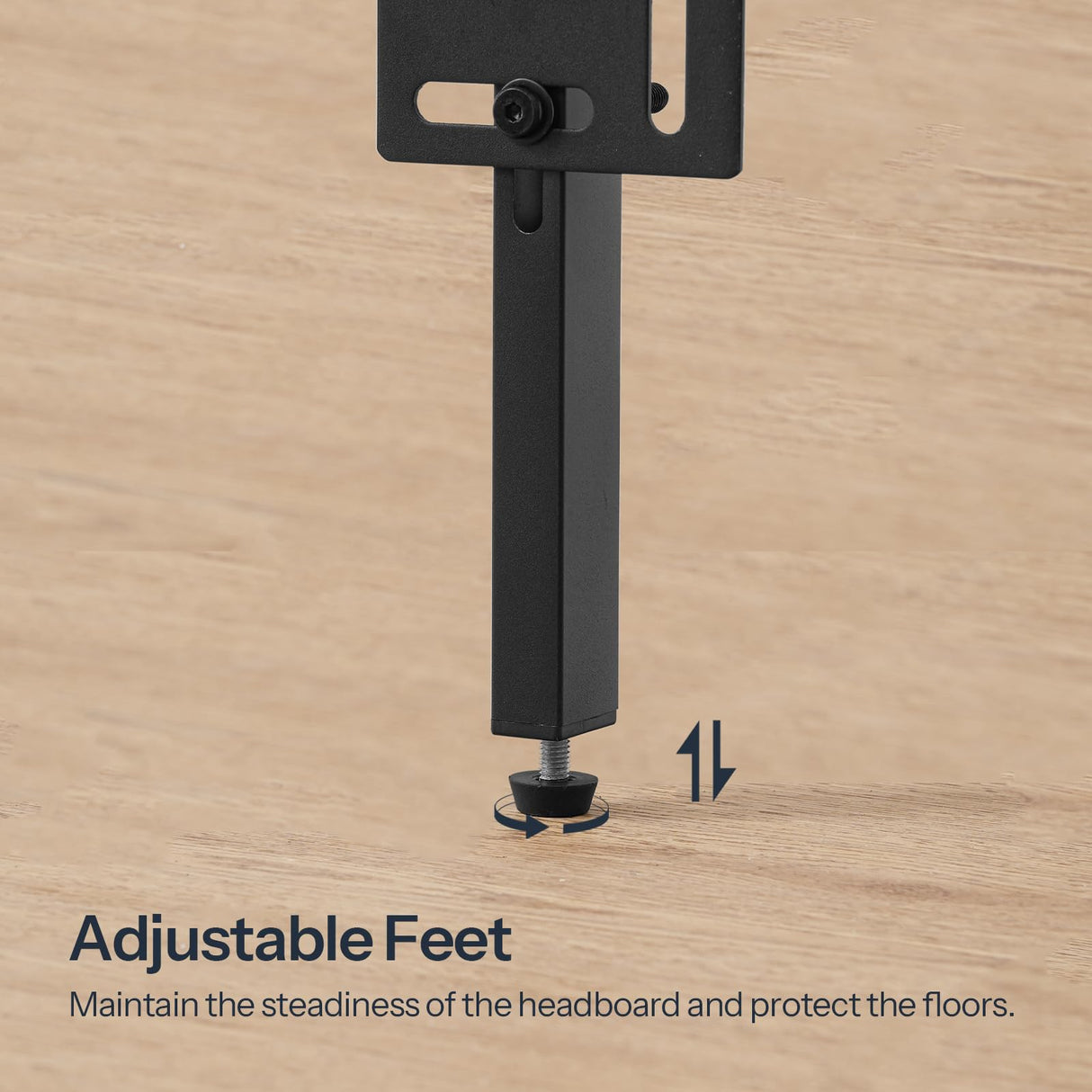 HOOBRO Wooden Panel Headboard, King Headboard, Minimalist Head Board with Metal Frame, Height Adjustable, with Bed Frame Adapter, Black HOOBRO