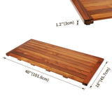 Utoplike Teak Bath Mat, Shower Mat Wood for Bathroom, (40"x18") Wooden Floor Mat Square Extra Large for Spa Home or Outdoor Utoplike