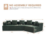 Aoowow 129.5" Modular Sectional Sofa, Modern Minimalist Sofa Comfy Deep Seat L Shaped with 5 Throw Pillows, Memory Foam Couch with Chenille Fabric, 3 Seater Cloud Couch for Living Room, Green Aoowow