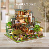 Foyucool Miniature House Kit, Tiny House Kit with Light, DIY Mini House Building Kits for Adults to Building, Unique Gift for Birthday Christmas, Bamboo Spring Courtyard Foyucool