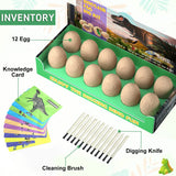 BIGEAR Easter Dinosaur Eggs Excavation Dig Kit - Dinosaur Toys for Kids - Break Open 12 Dinosaur Eggs and Discover 12 Cute Dinosaurs - Archaeology Preschool Science STEM Crafts Birthday Gifts for Boys Bigear