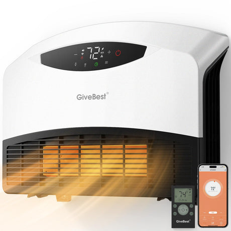 GiveBest Electric Wall Heater with WiFi and Remote Control, Floor or Wall Mounted Heater, Large Room Coverage, 3 Heating Modes, 1500W Fast Heating Space with Thermostat for Indoor Room Use GiveBest