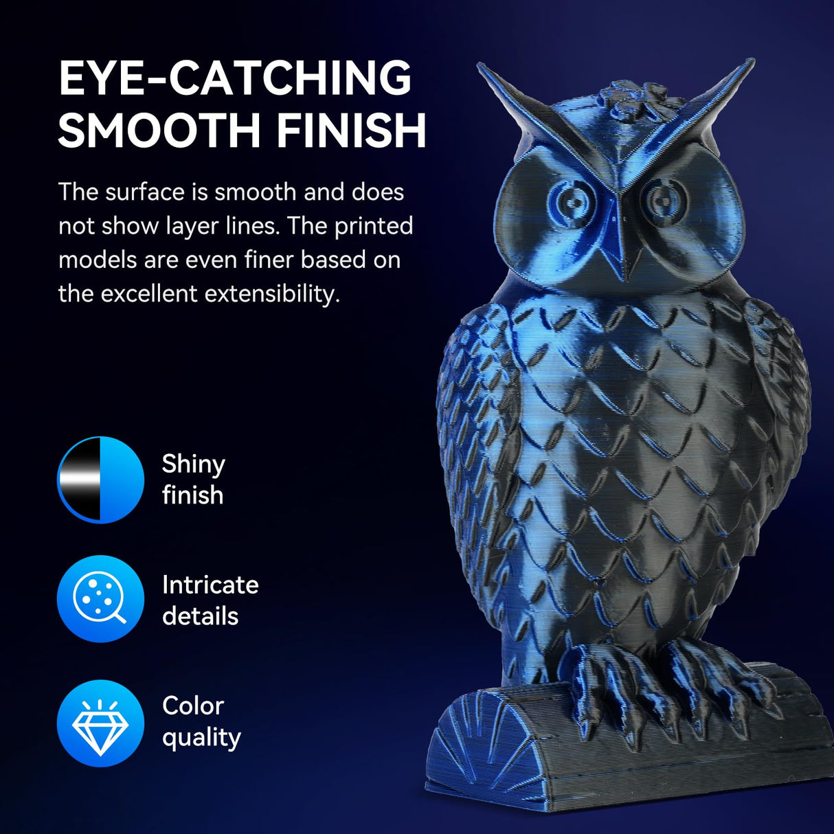 JAYO Silk PLA Filament 1.75mm Dual Colors Black Blue, Coextrusion Dual Color 3D Printer Filament, Shiny Multicolor Change, 1.1kg Spool(2.4lbs), Accuracy +/- 0.02mm for Most FDM 3D Printers JAYO