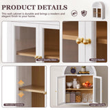 NEWOWNDS Arched Wall Cabinet,Glass Display Wall Mounted Cabinet with Tempered Glass Doors, Floating Cabinet with Adjustable Shelves for Bathroom,Living Room, Kitchen NEWOWNDS