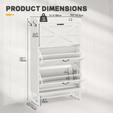 YITAHOME Slim Shoe Storage Cabinet with 3 Flip Drawers– Holds 24 Pairs, Space-Saving Shoe Rack for Entryway, Hallway & Living Room White Farmhouse Design YITAHOME