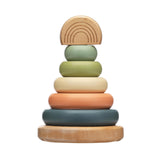 Pearhead Wooden Stacking Rainbow Toy, Baby and Toddler Ages 12+ Months Montessori Toy, Interactive Stackable Rings Learning Toy, Baby Girl or Baby Boy Nursery Accessory Pearhead