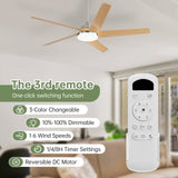 Sofucor 52 Inch Ceiling Fans with Lights and Remote, 7000 CFM 5 Blades Low Profile Ceiling Fan, Modern LED Ceiling Fans for Bedroom Living Room Outdoor, Reversible, Noiseless, Light Wood Grain Sofucor