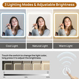 amzzar Farmhouse Vanity Desk with Sliding Lighted Mirror, White Makeup Vanity Table with Drawers and Side Storage, Large Dressing Table Vanity Set with Stool and Charging Station for Bedroom amzzar