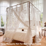 AIKASY Canopy Bed Frame - Stainless Steel, Full Size, Silver AIKASY