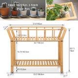 Nnewvante Plant Stand Indoor Bamboo Potted Plant Shelf Table 2 Tier Tall Window-sill Pot Organizer Holder, Sofa Side Entryway Table for Living Room 37.4"x11" Nnewvante