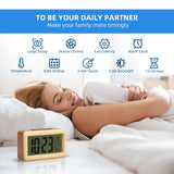 everwood Wooden Digital Battery Operated Alarm Clocks for Bedrooms, Beside, Table, Desk everwood