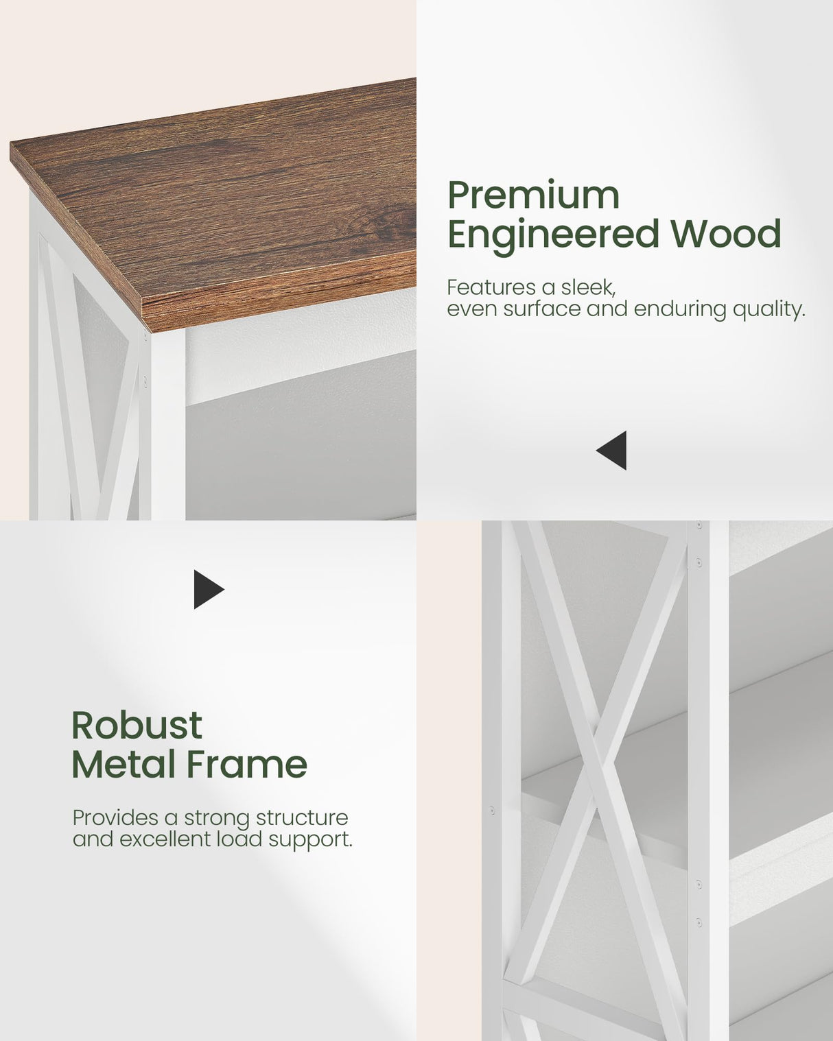 CHOEZON 4-Tier Bookcase, 42.9" Floor Standing Organizer Shelf, Corner Book Stand, Metal Frame, for Study, Bedroom, Living Room, White and Walnut TSJ01WL CHOEZON