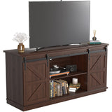 JUMMICO TV Stand for 65 Inch TV, Entertainment Center with Storage Cabinets and Sliding Barn Doors, Mid Century Modern Media TV Console Table for Living Room Bedroom (Brown) JUMMICO