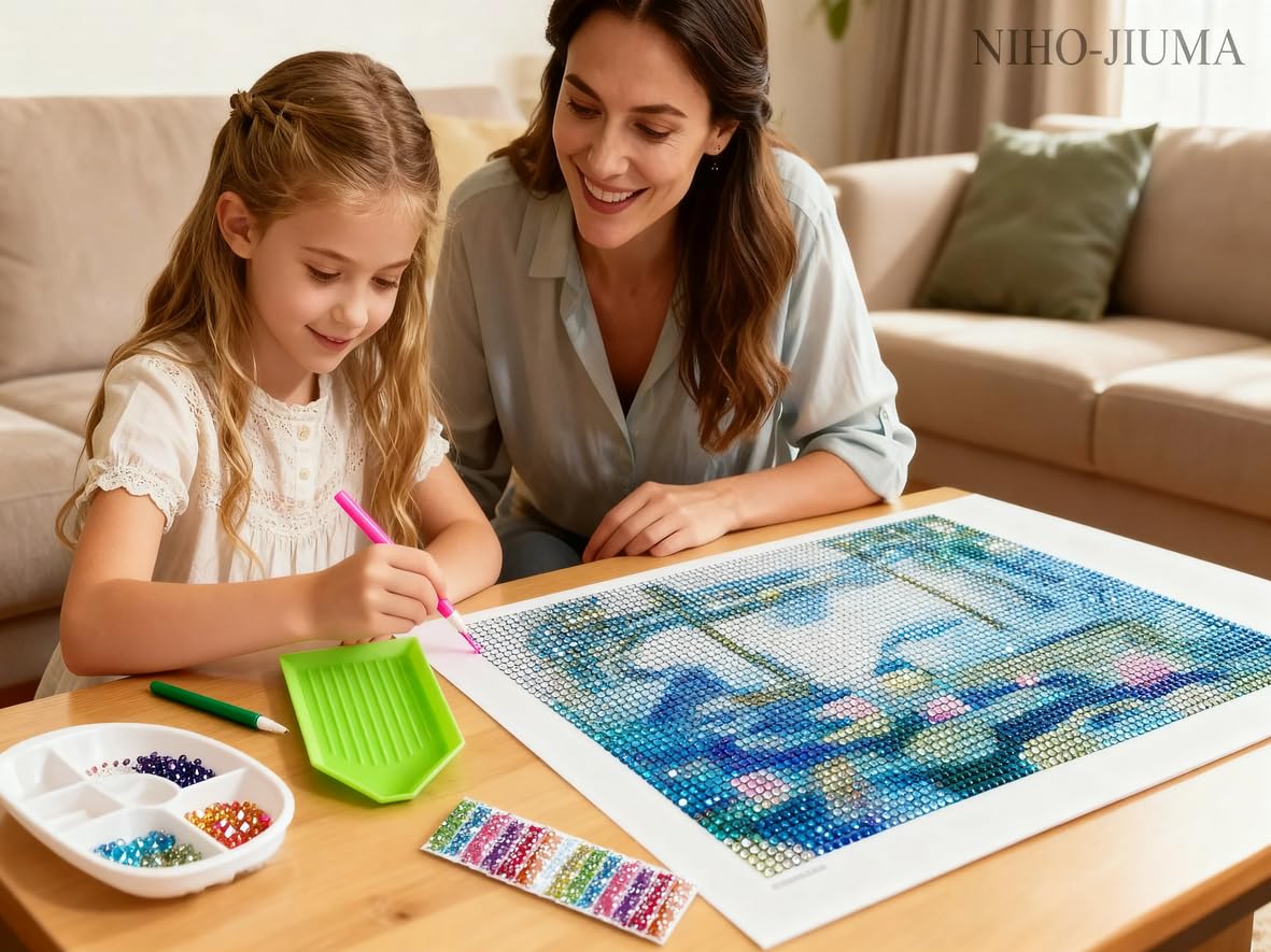 NIHO-JIUMA Diamond Painting Kits Monet's Water Lilies, 5D DIY Full Drill Diamond Art Gift for Adults, Home Decoration (30 X 40 cm / 12 X 16 inches) NIHO-JIUMA