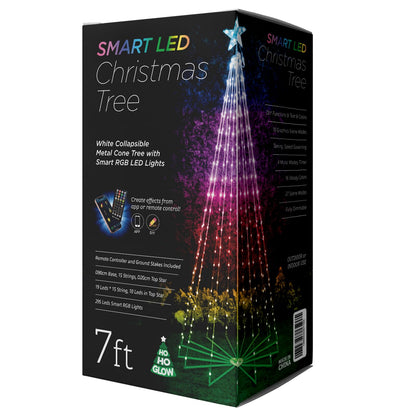 Ho-Ho-Glow Indoor and Outdoor 7ft 295 LED Christmas Tree with Adjustable Lights Music Modes, and Scenes with App Control, Pre-Lit Seasonal Decoration