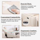 EBELLO Faux Leather Power Reclining 3 Seat Sofa Couch, Electric Recliner Sofa with USB and Type-C Charging Ports,Metal Base, 3 Seats for Small Living Room,Beige EBELLO