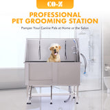 CO-Z 50” Dog Bathing Station for Large Dogs, Professional Dog Grooming Tub Pet Dog Washing Station for Home, Large Dog Bathtub with 304 Stainless Steel Tank, Removable Floor Grate, Steps, Faucet CO-Z