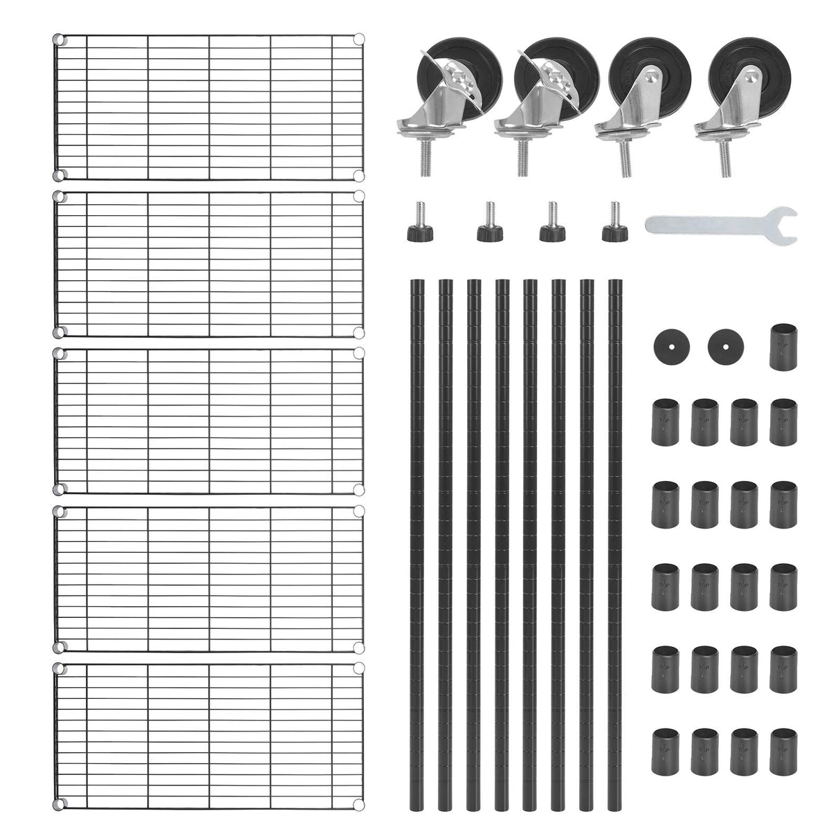 WDT 5 Tier Shelf Shelving Unit with Wheels,Adjustable Metal Shelves for Storage, NSF Certified Wire Shelving Rack,1750Lbs Capacity Heavy Duty WDT