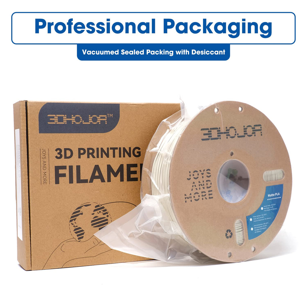3DHoJor Matte PLA Filament 1.75mm Light Khaki, PLA 3D Printer Filament, 1kg Spool (2.2lbs) PLA Filament, Fit Most FDM 3D Printer 3DHoJor