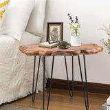 HOEGMST 27.5 Inch Live Edge Side Table, Wood Freeform Small End Table with Waterproof Surface, Rustic Accent Table Unique for Living Room, Bedroom, Home HOEGMST