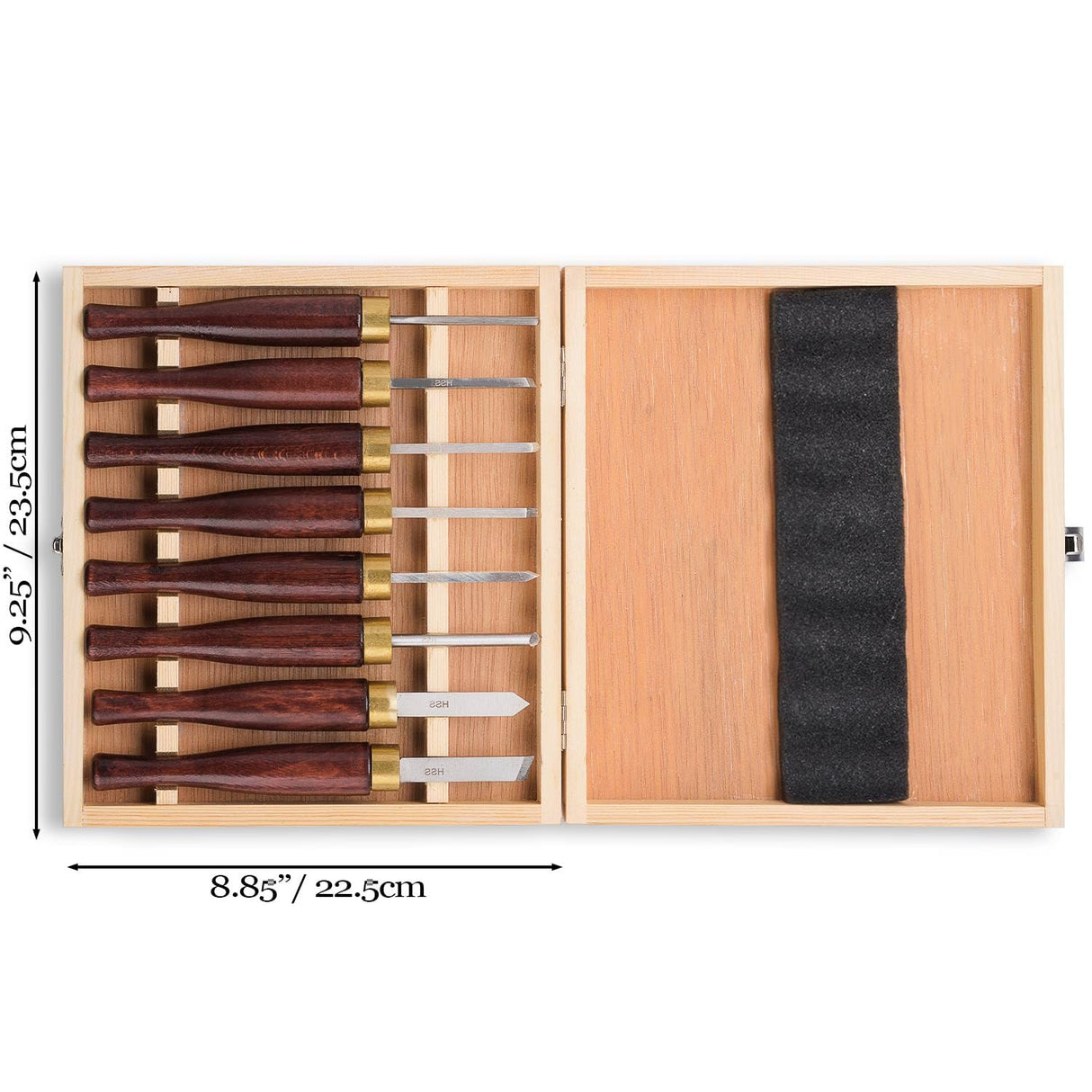 Woodworking HSS Wood Turning Tools Lathe Chisel Set of 8 pcs Mini with Wooden Box, Ideal for Pen Turning and Small Projects Urbansential