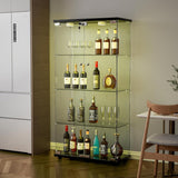 Maotifeys 64" Glass Cabinet, 4 Shelves Glass Display Cabinet with LED Lights, Glass Storage Cabinet with 2 Doors, Curio Cabinet Toy Organizers Rack, Display Shelf, Kids Bookshelf for Bedroom, Black Maotifeys