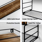 YXDXF Floating Bathroom Shelves with Paper Basket, Bathroom Shelves Over Toilet Small Shelf for Wall Farmhouse Bathroom Decor Wall Shelves for Bathroom Kitchen Office, Dark Brown YXDXF