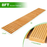 LINSHRY 8FT Wooden Garden Pathway, Outdoor Roll Out Decorative Garden Walkway, Weather-Resistant Non-Slip Wooden Walkway Pavers for Garden, Backyard, LINSHRY