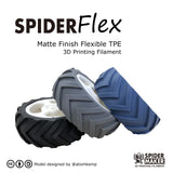 SpiderMaker SpiderFlex Matte Finish Flexible TPE (Matte TPU) 3D Printing Filament - Shore 75A, 1.75mm, 500g (Coal Black) SPIDER MAKER