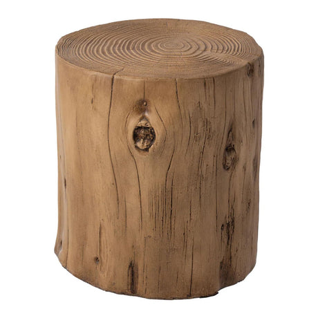 SUNBURY Outdoor Stump Side Table, Faux Wooden Concrete Side Table, Tree Stump Wooden Stool, Patio End Table, Round Outdoor Accent Drum Table, Light Brown Ottoman or Plant Stand SUNBURY