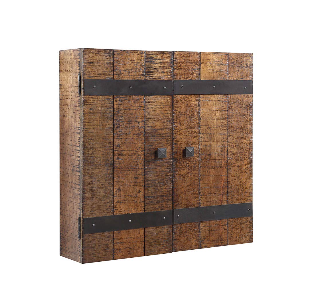 Hathaway Drifter Solid Wood Dartboard & Cabinet Set, Rustic Oak, 6" L W x 25" H Hathaway