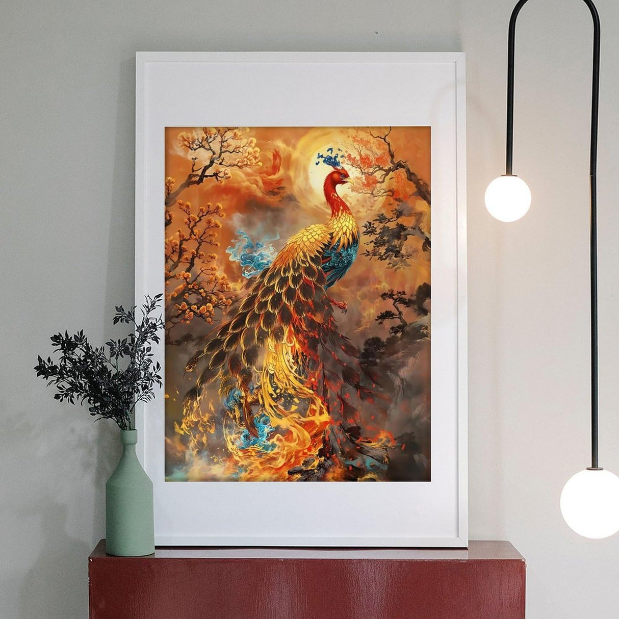 Fabioyar Diamond Art Kits for Adults - Frameless Phoenix Blossoms Golden Hues Art 5d Diamond Painting Kits for Adults Beginners for Home Wall Decor 12 X 16 Inch Fabioyar
