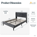 SUNLEI Bed Frame with Wingback Storage Headboard, Queen Size Bed Frame with Charging Station and Velvet Fabric, Strong Wood Slats, Easy Assembly, No Box Spring Needed, Light Grey SUNLEI