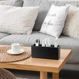 Bivvclaz Pencil Pen Holder for Desk, Wooden Office Desk Organizers and Accessories with 4 Slots for Countertop, Makeup Brush Holder Organizer for Bathroom Vanity, Silverware Caddy for Party, Black Bivvclaz