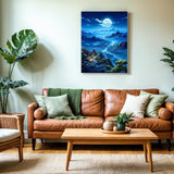 PINFFSHU 5D Diamond Painting Kit for Adults & Beginners, Full Drill Moonlit Mountain Blue Landscape DIY Craft Diamond Art Kits, Home Wall Decor Diamond Dots Picture 12x16 Inches PINFFSHU