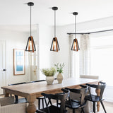 Magiroz Industrial Farmhouse Black and Wood Pendant Lights Kitchen Island 1 Light Adjustable Rustic Mini Wooden Hanging Light Fixtures Kitchen Single Pendant Lighting Over Island MPL28-1 (1 Pack) Magiroz