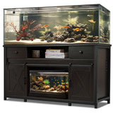Fantico 75-120 Gallon Aquarium Stand with Power Outlets - Dual Aquarium Support, Cabinet Storage, Thick Hardwood Top, Versatile Socket with Adjustable Panels, 1200 lbs Capacity, Dark Brown Fantico