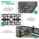 VIVIJASON 94.5" Patio Dining Table for 8-10 People, Large Rectangle Cast Aluminum Dining Table with 2" Umbrella Hole, Weather-Resistant Patio Dining Table for Deck Garden Backyards, Dark Bronze VIVIJASON