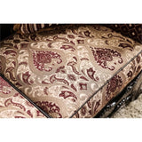 Furniture of America Eli Faux Leather Tufted Sofa in Burgundy and Dark Brown Furniture of America