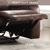 IOMOR Leather Recliner Chair, Manual Recliner Chair for Adults with Overstuffed Arms and Back, Single Sofa Recliner with Cup Holders for Living Room Set of 2, Red Brown IOMOR